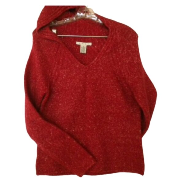 Cardigan With Hood Dark Red Size Small - Picture 1 of 8